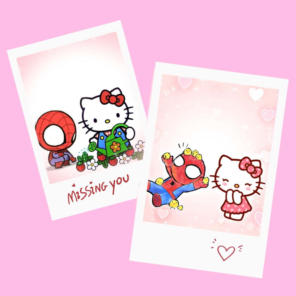 Hello Kitty Spiderman Friendship Cards Wallpaper