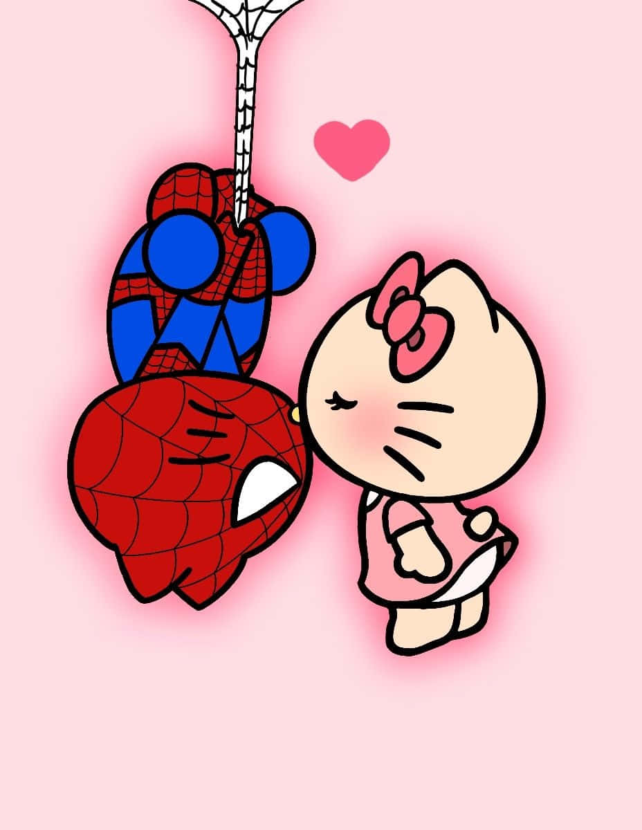 Hello Kitty Spiderman Kiss Wallpaper