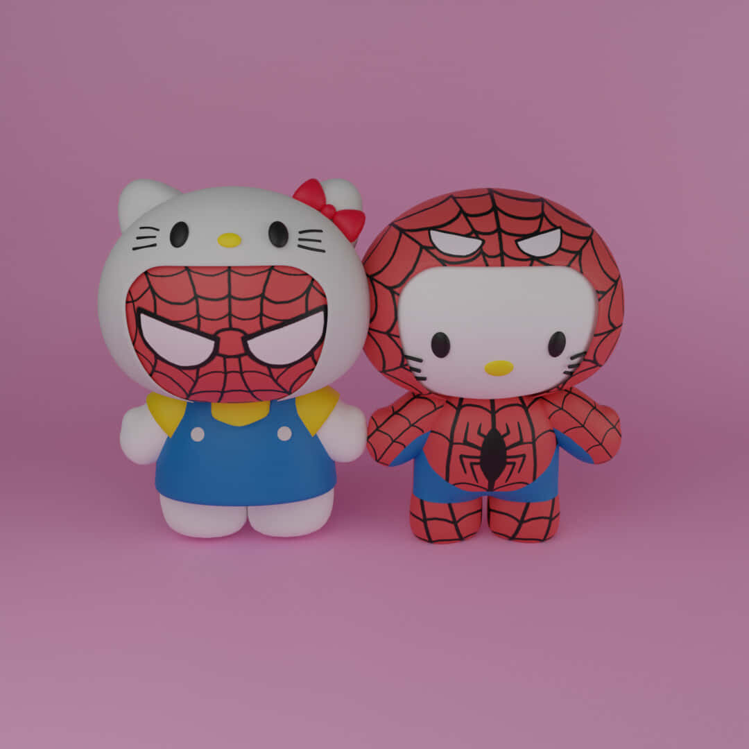 Hello Kitty Spiderman Mashup Toys Wallpaper
