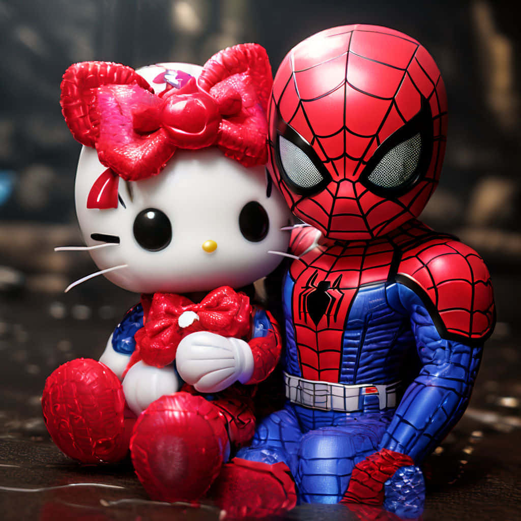 Hello Kitty Spiderman Together Wallpaper