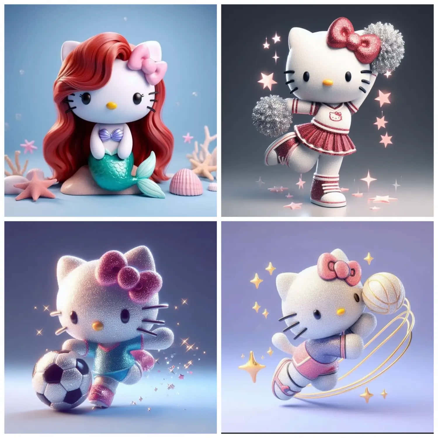 Hello Kitty Sports Themed Figurines Wallpaper