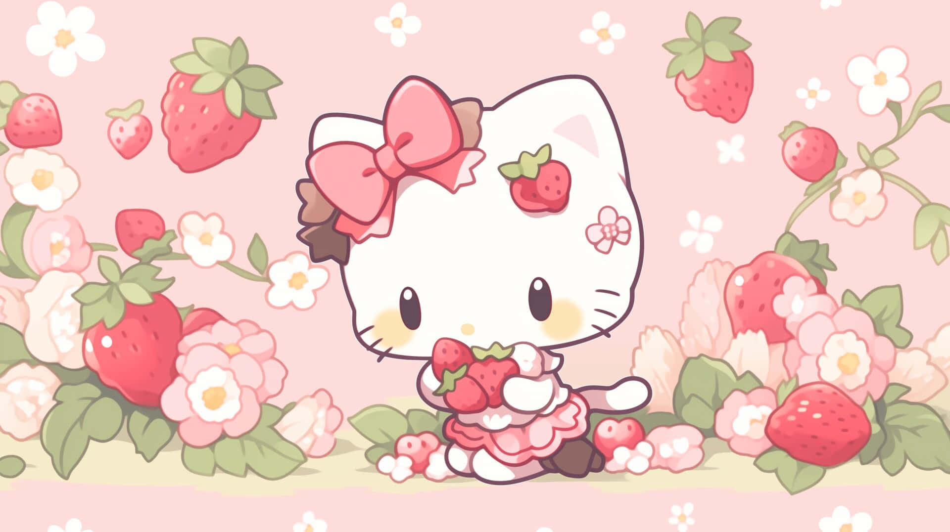 Hello Kitty Strawberry Delight Wallpaper
