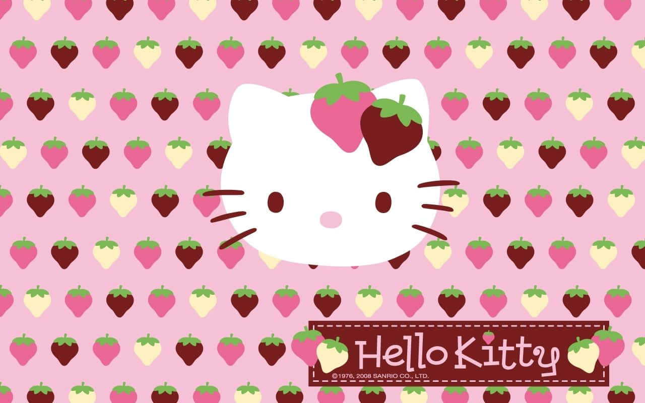 Hello Kitty Strawberry Pattern Wallpaper