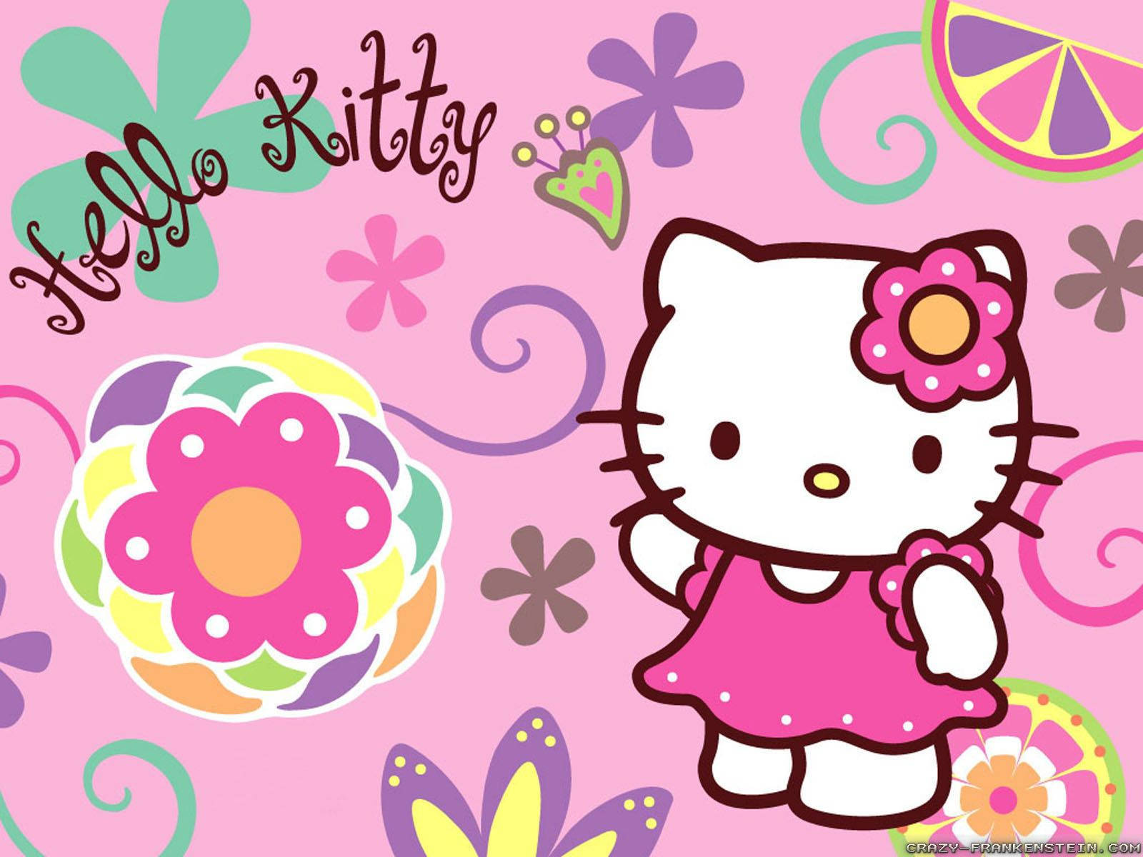 Hello Kitty Swirls And Flowers