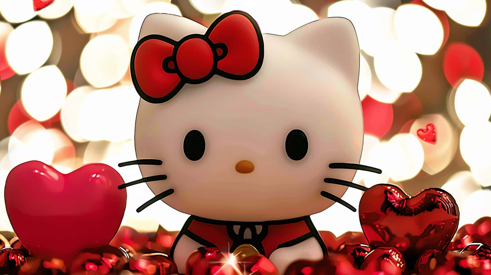 Hello Kitty Valentine Bokeh Background Wallpaper