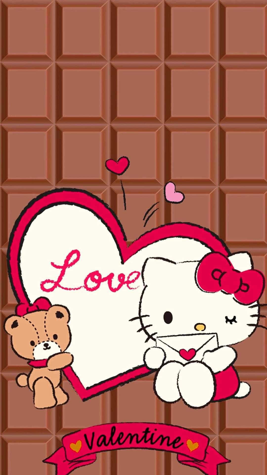Hello Kitty Valentine Chocolate Background Wallpaper
