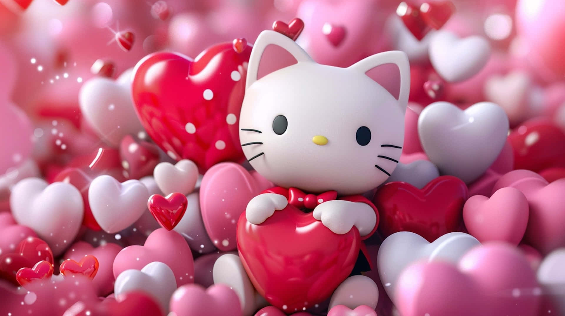 Hello Kitty Valentine Hearts Celebration Wallpaper