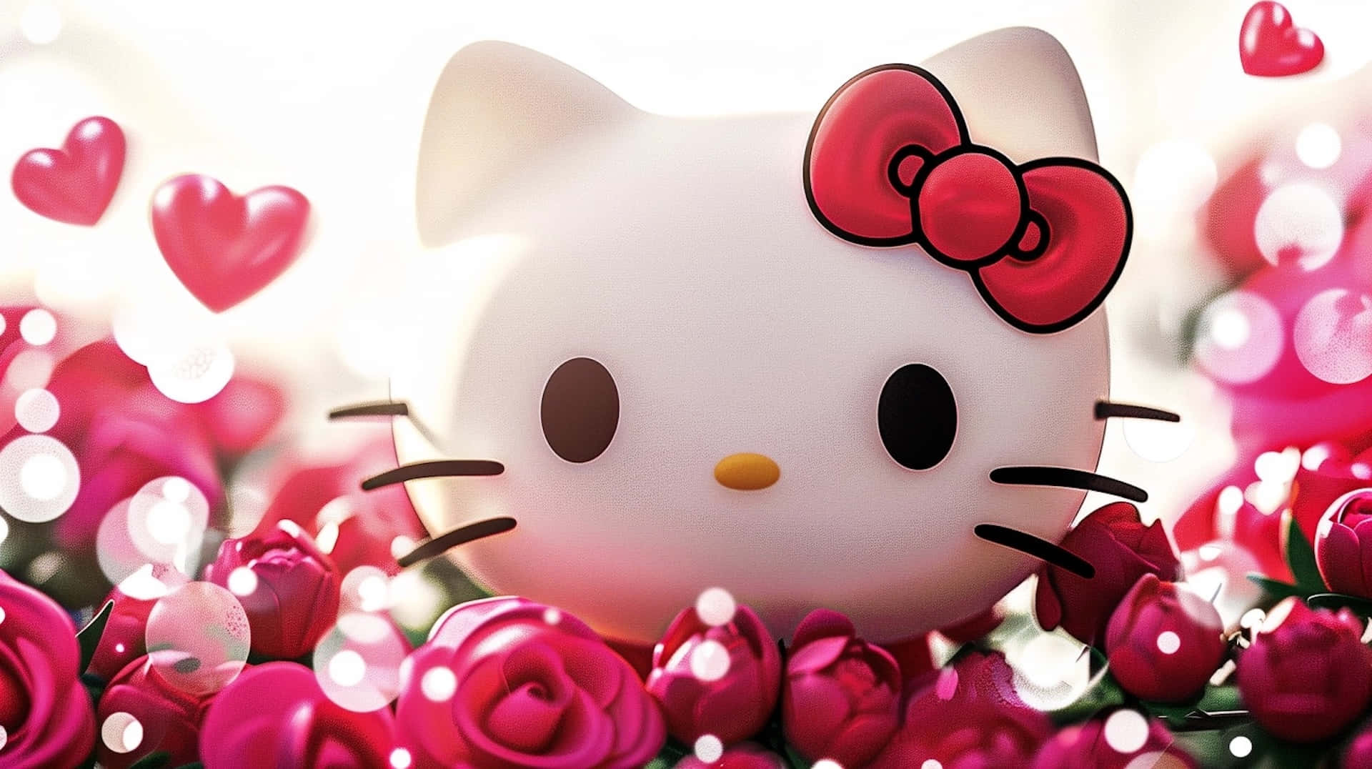 Hello Kitty Valentine Roses Hearts Wallpaper