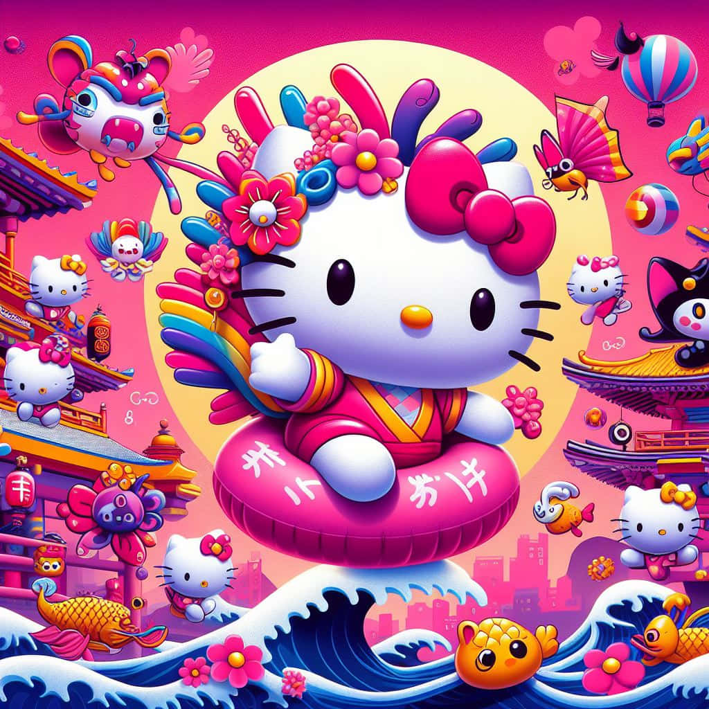 Hello Kitty Vibrant Fantasy World Wallpaper