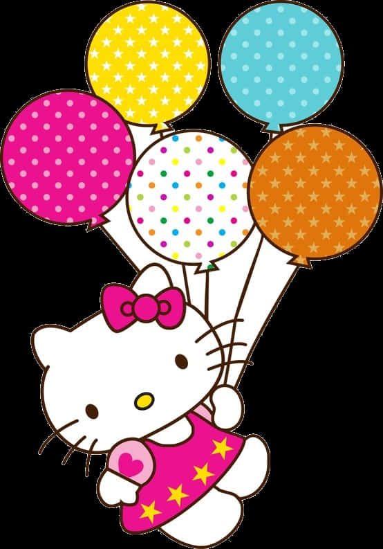 Hello Kitty With Balloons PNG