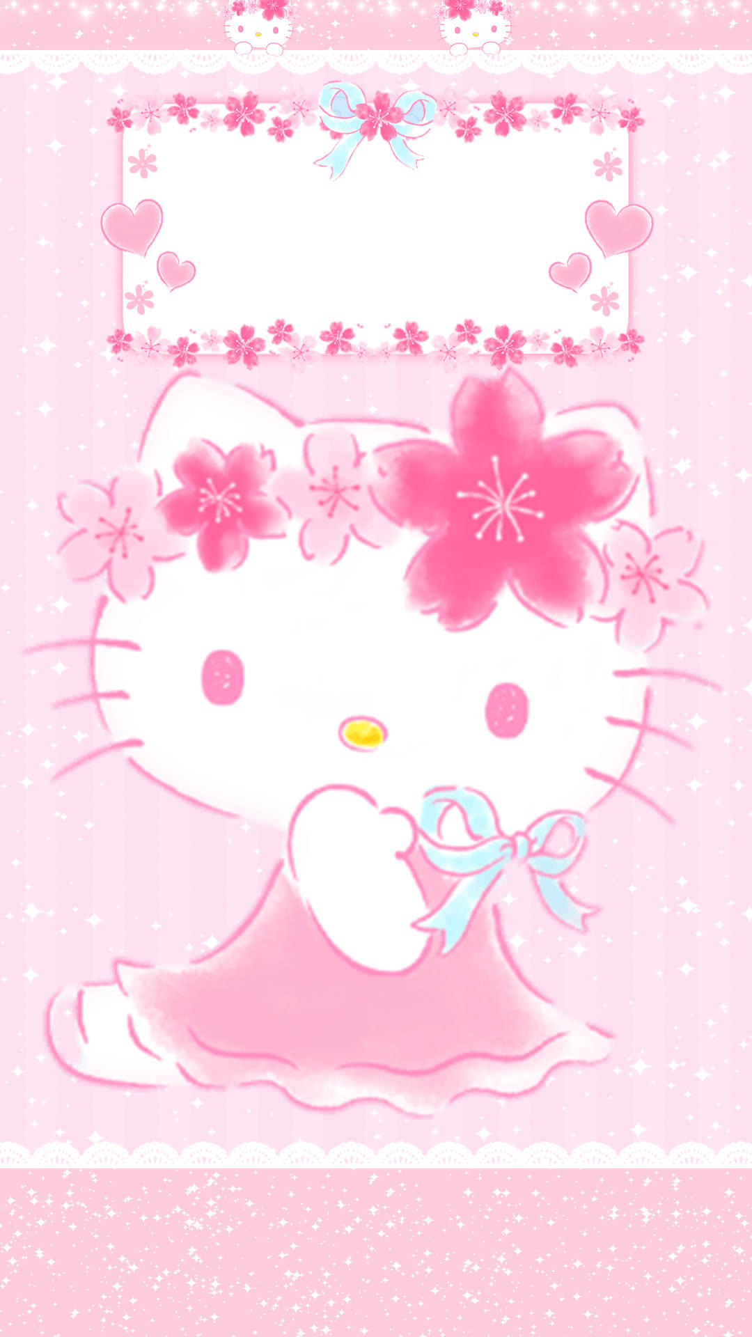 Hello Kitty With Kawaii Pink Background Wallpaper