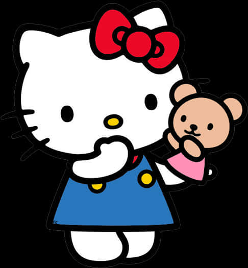 Hello Kitty With Teddy Bear PNG