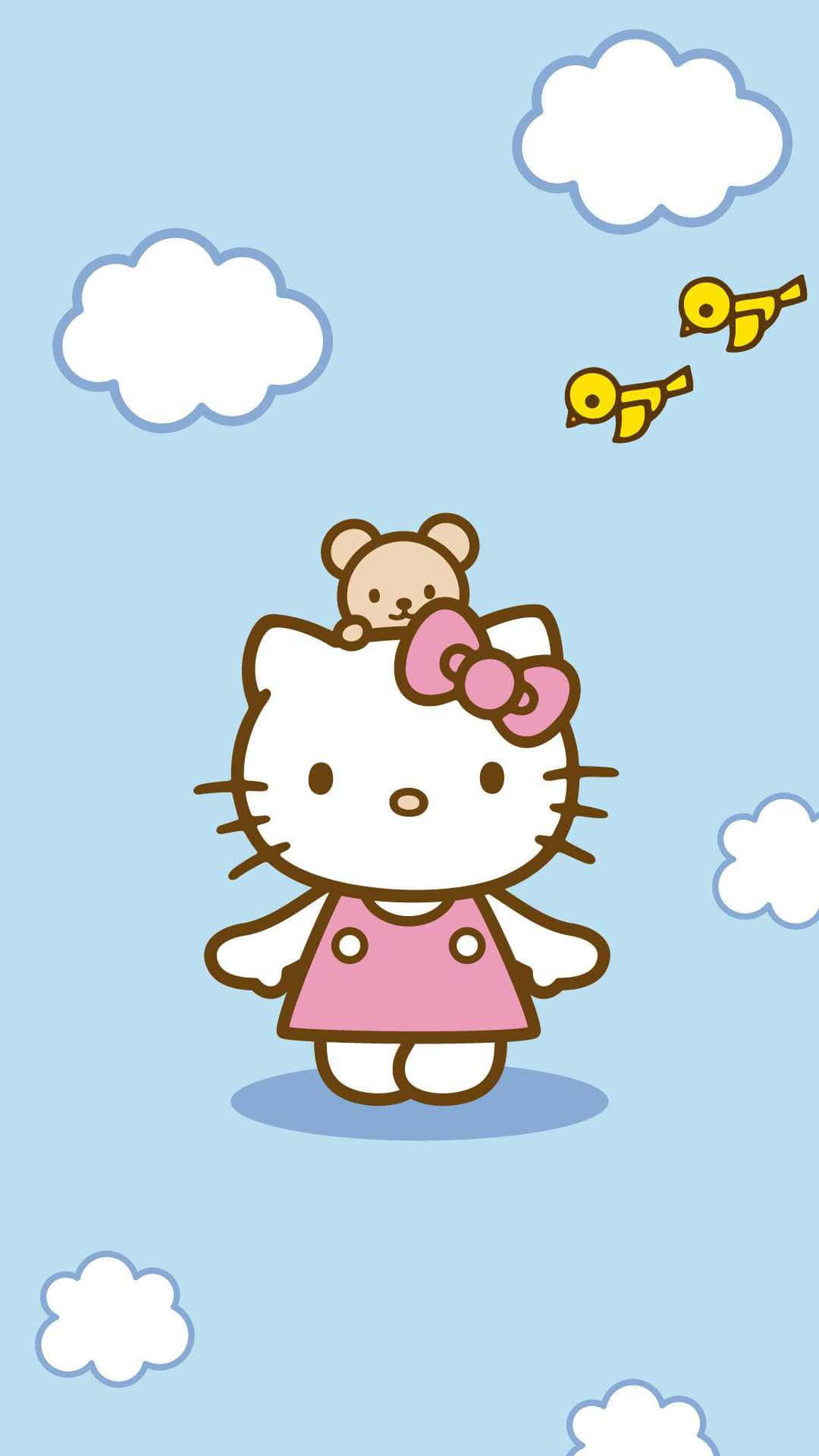 Hello Kittyand Teddy Bear Cartoon Wallpaper