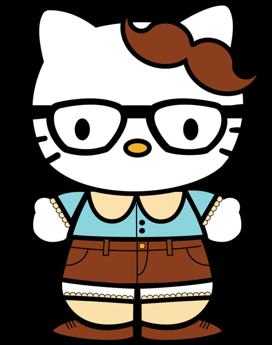 Hello Kittyin Hipster Outfit PNG