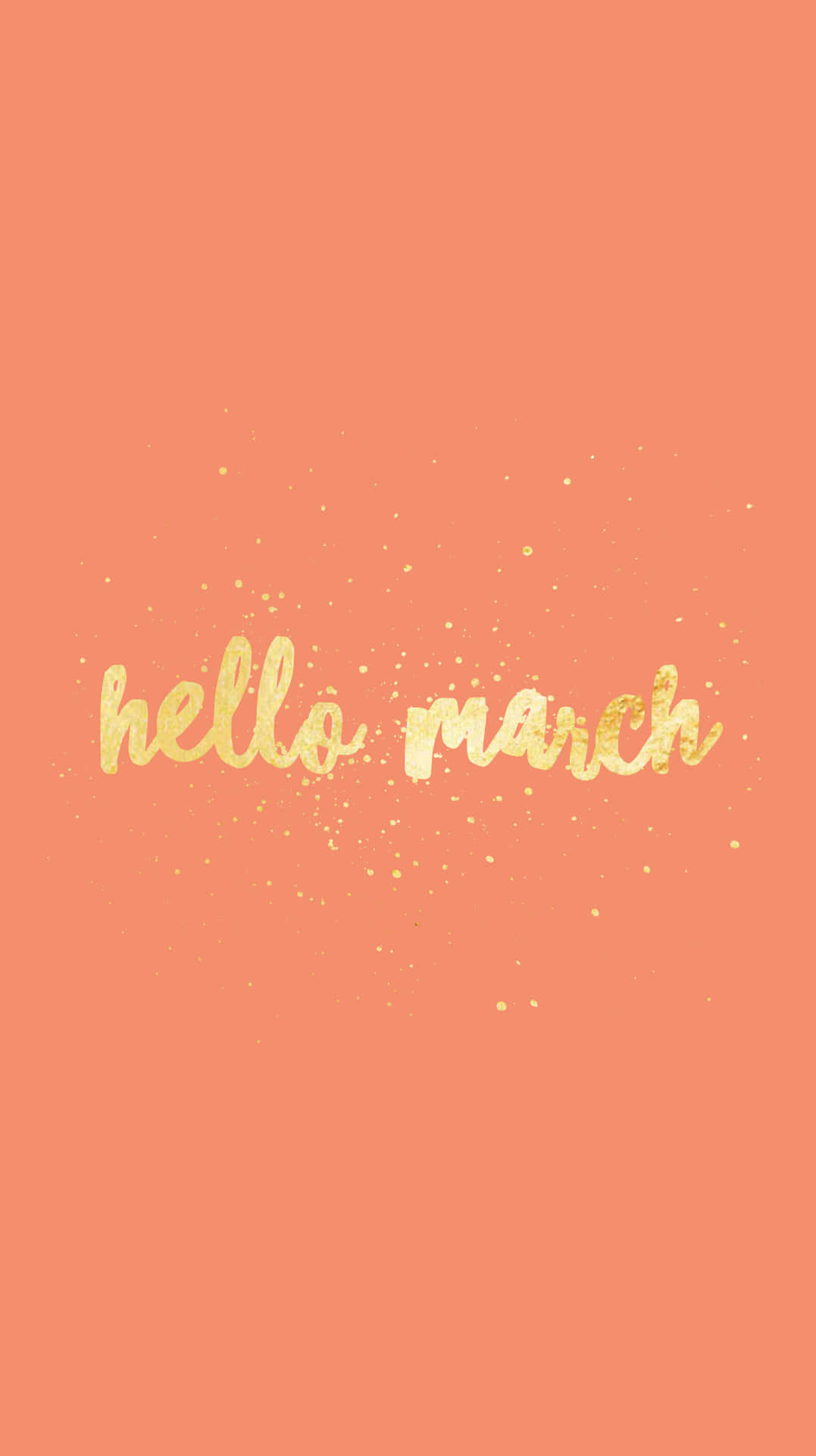 Hello March Gold Font Glitters Wallpaper