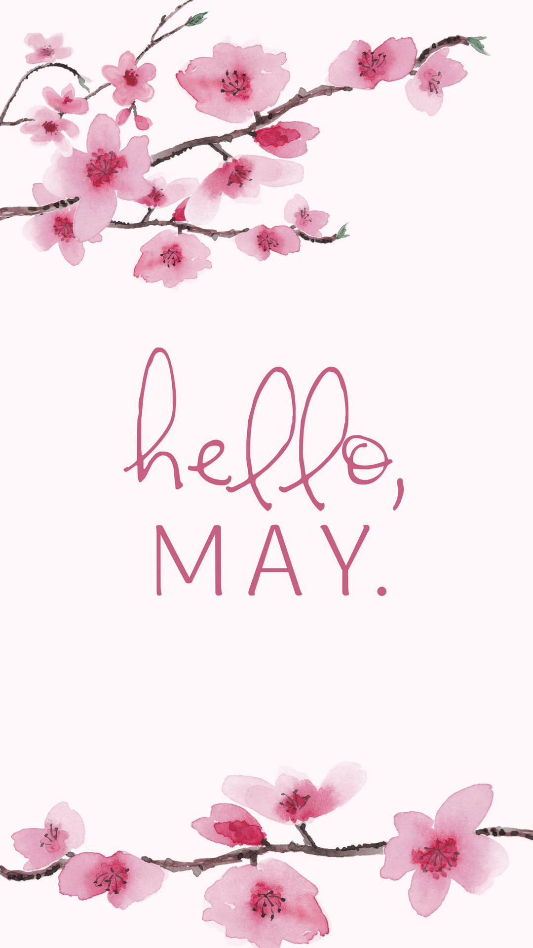 Hello May Cherry Blossom Painting