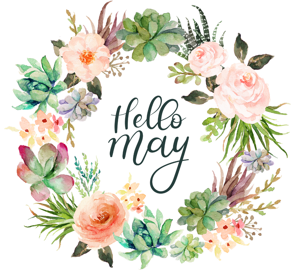 Hello_ May_ Floral_ Wreath PNG