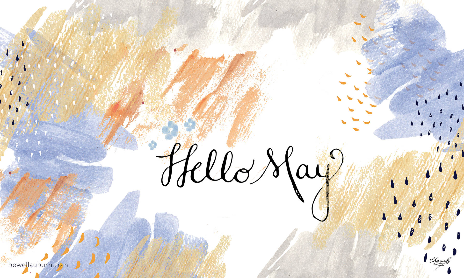 Hello May In Light Watercolors Wallpaper