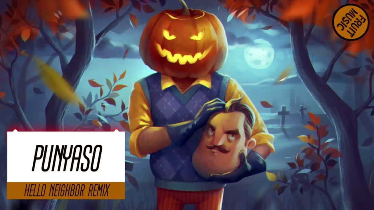 A Man Holding A Pumpkin With The Words Punaso Wallpaper