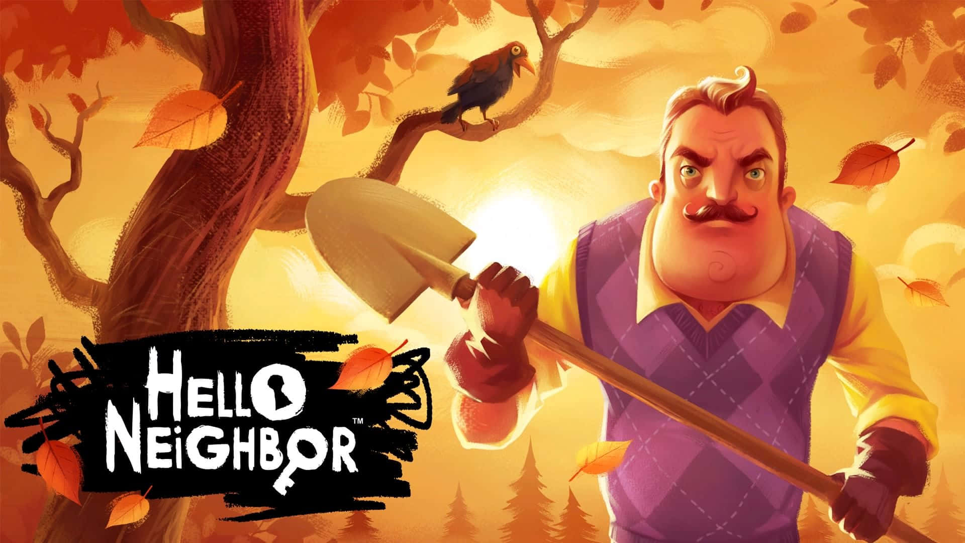 Hello Neighbor - A Man With A Shovel In The Fall Wallpaper
