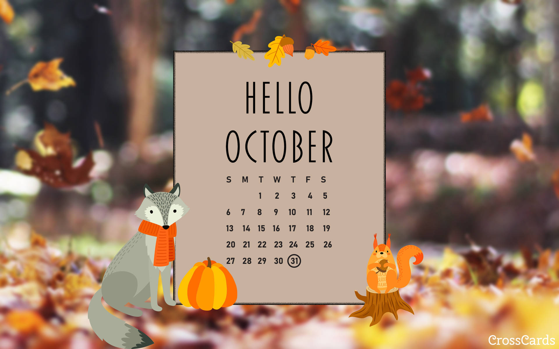 Hello October 2020 Calendar Wallpaper