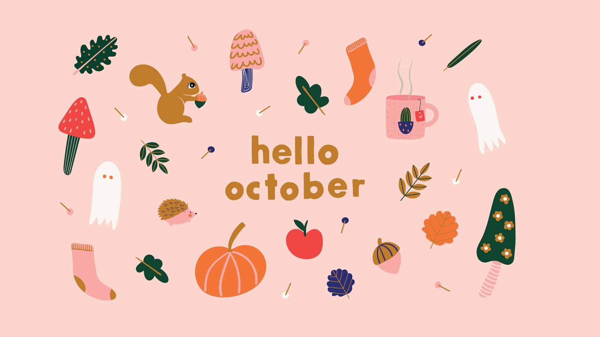 Hello October Autumn Desktop Wallpaper Wallpaper