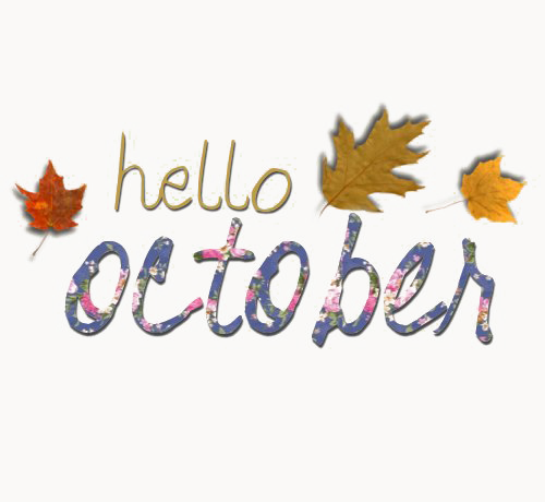 Hello October Autumn Greeting PNG