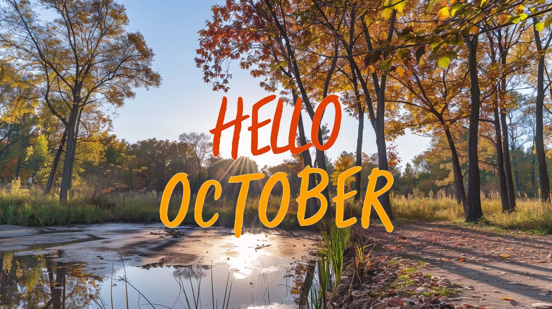 Hello October Autumn Scenery Wallpaper