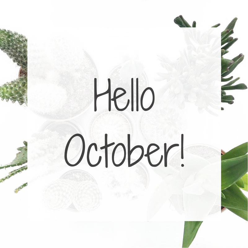 Hello October Floral Greeting PNG