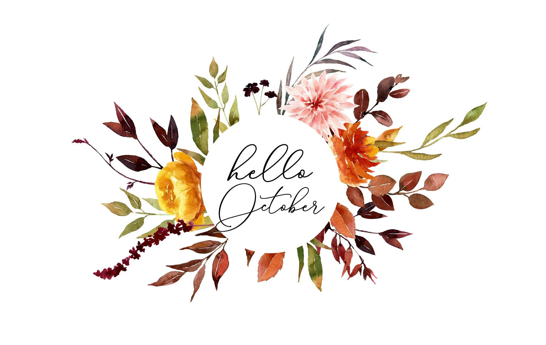 Hello October Graphic In White Background Wallpaper
