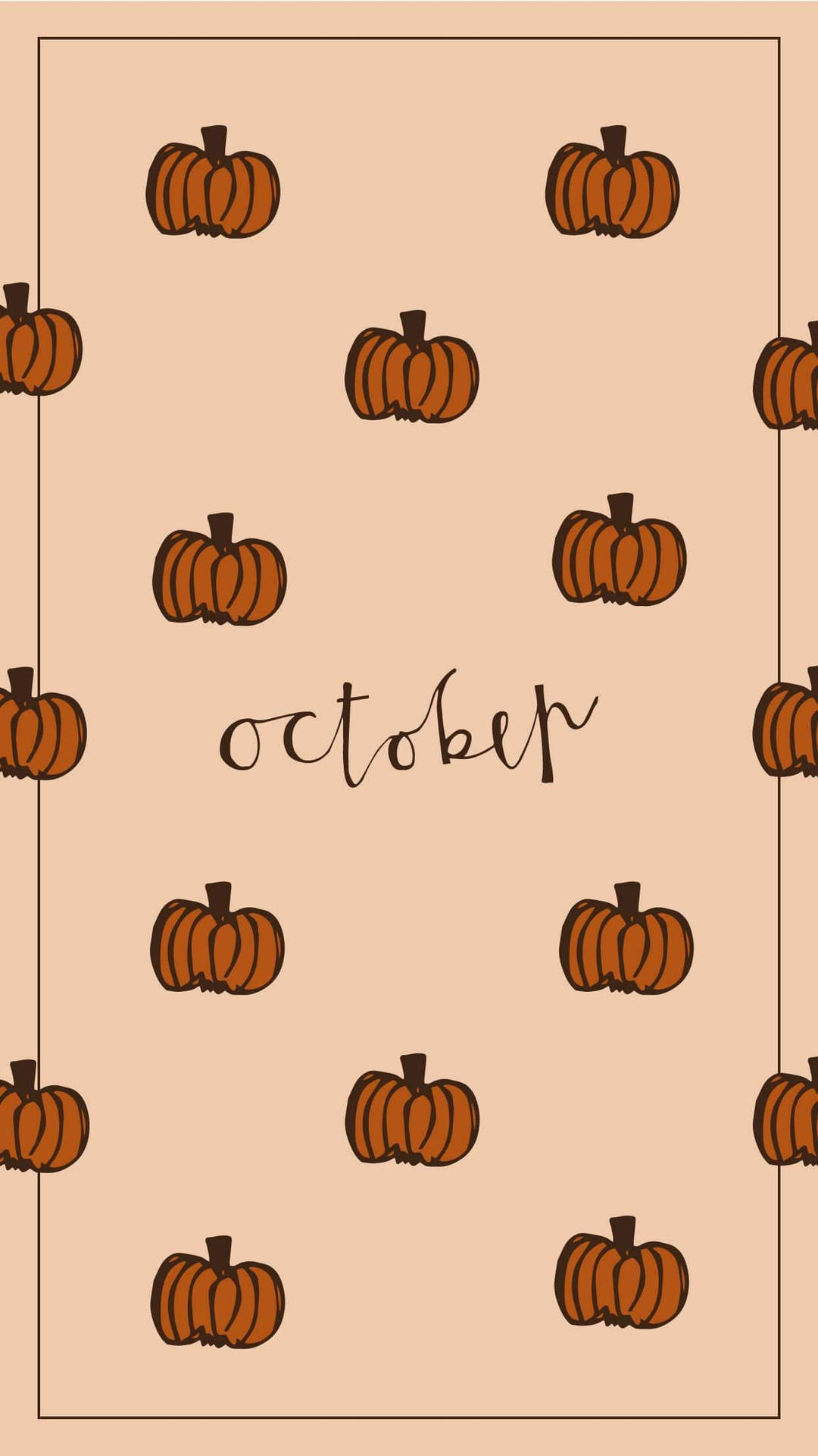 Hello October With Pumpkin Pattern Wallpaper