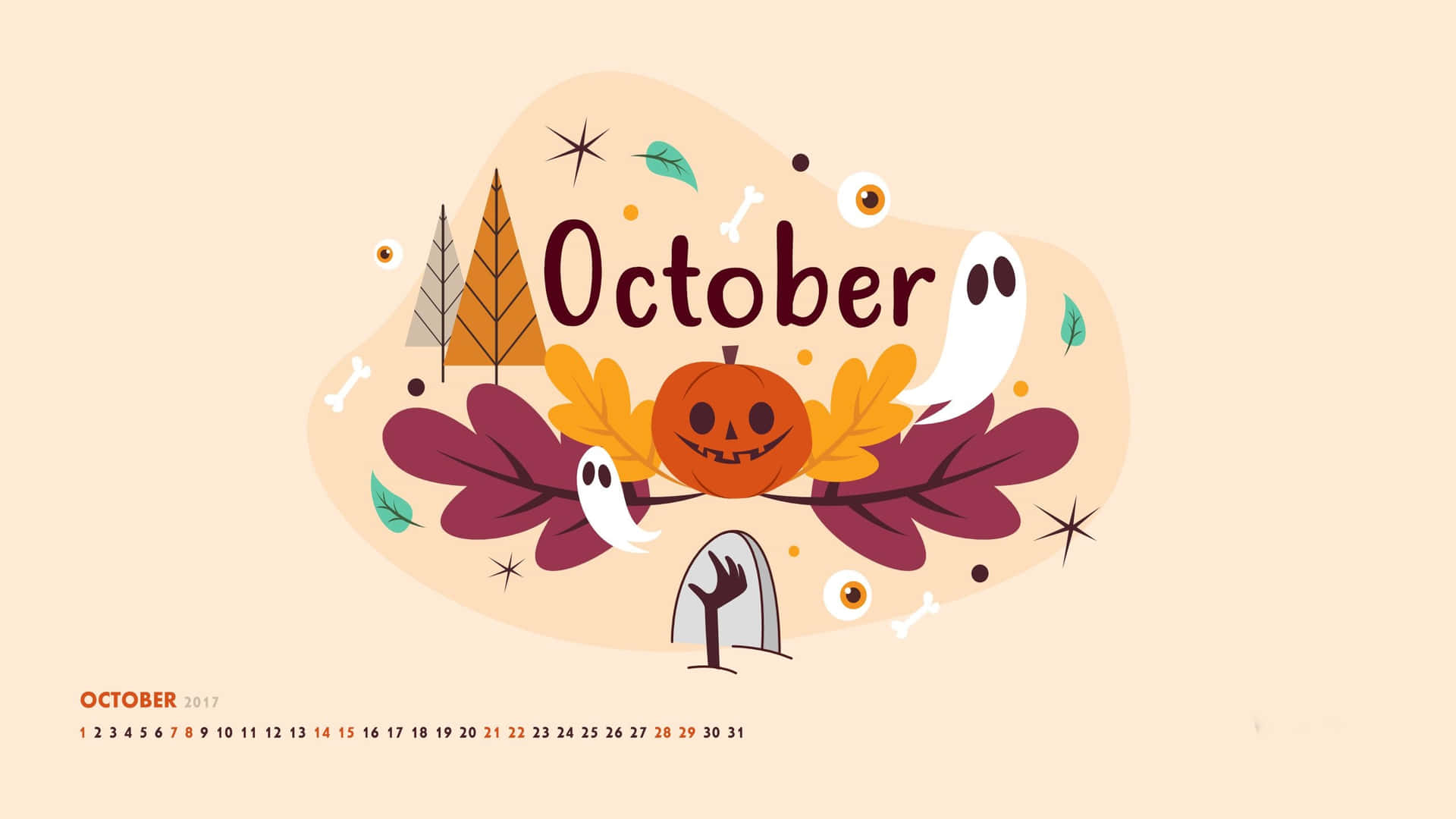 "Hello October! Enjoy the Autumn Season with Fresh Pumpkins" Wallpaper