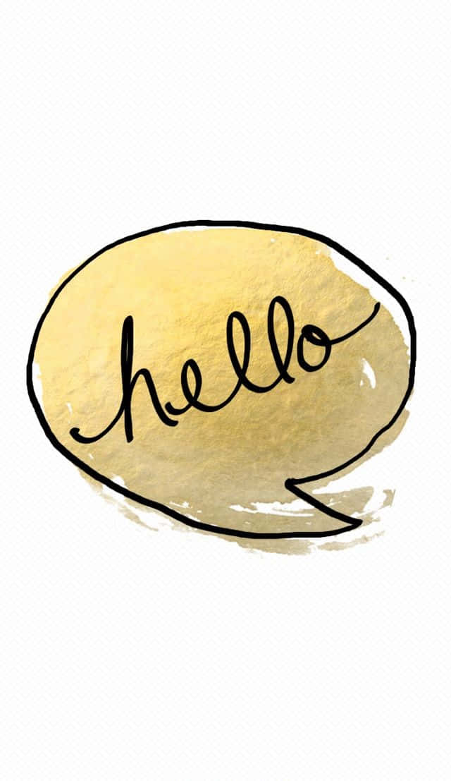 Hello Speech Bubble - Gold Watercolor