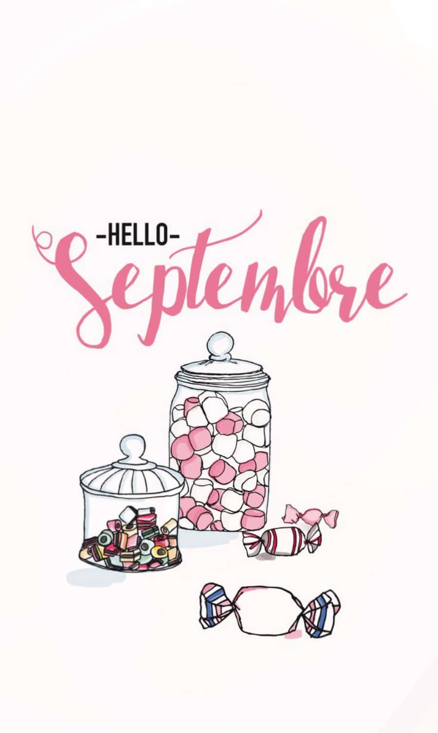 Hello September Greeting With Candy Jar Wallpaper