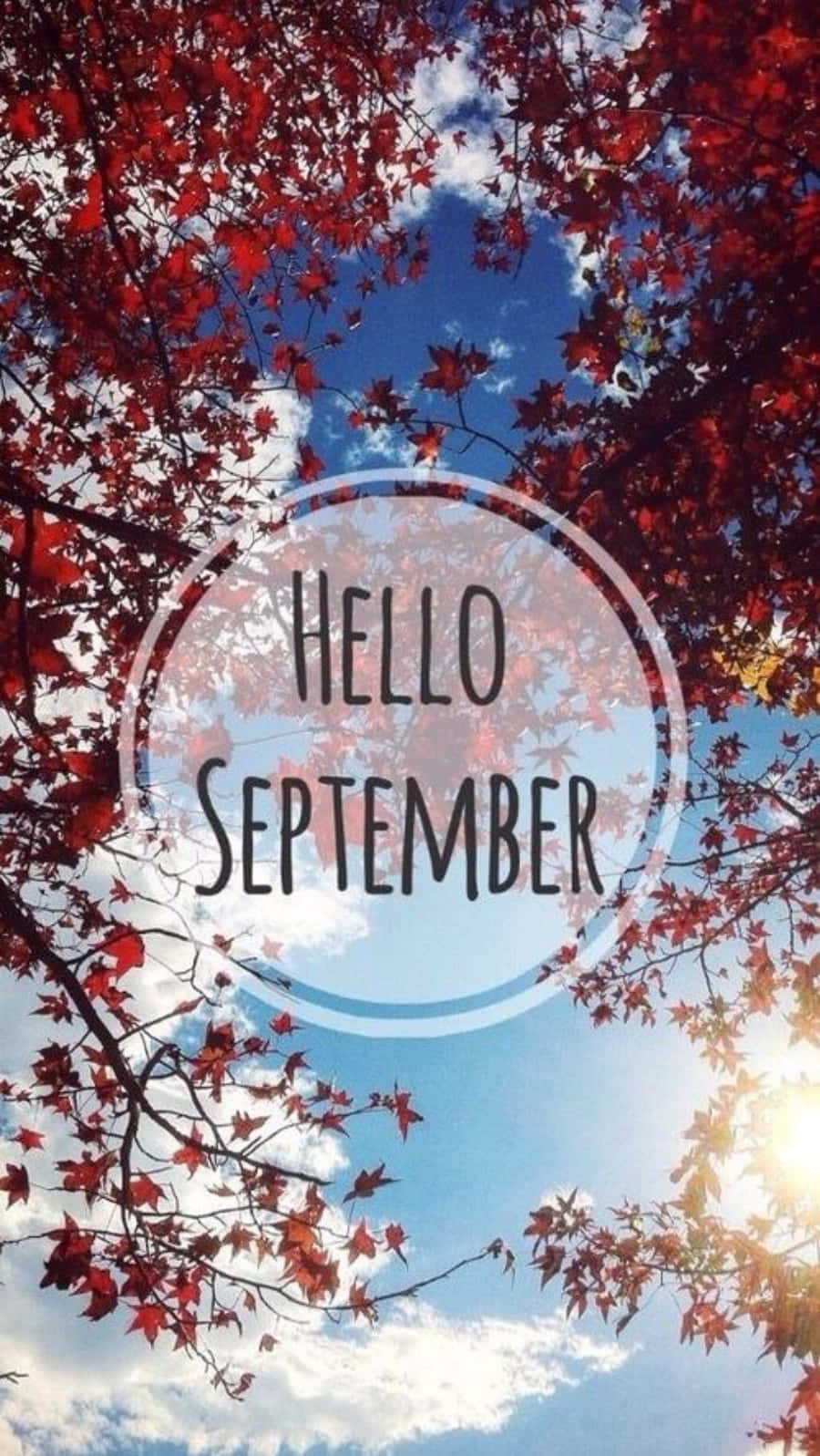 Hello September Greeting With Cloudy Blue Sky Wallpaper