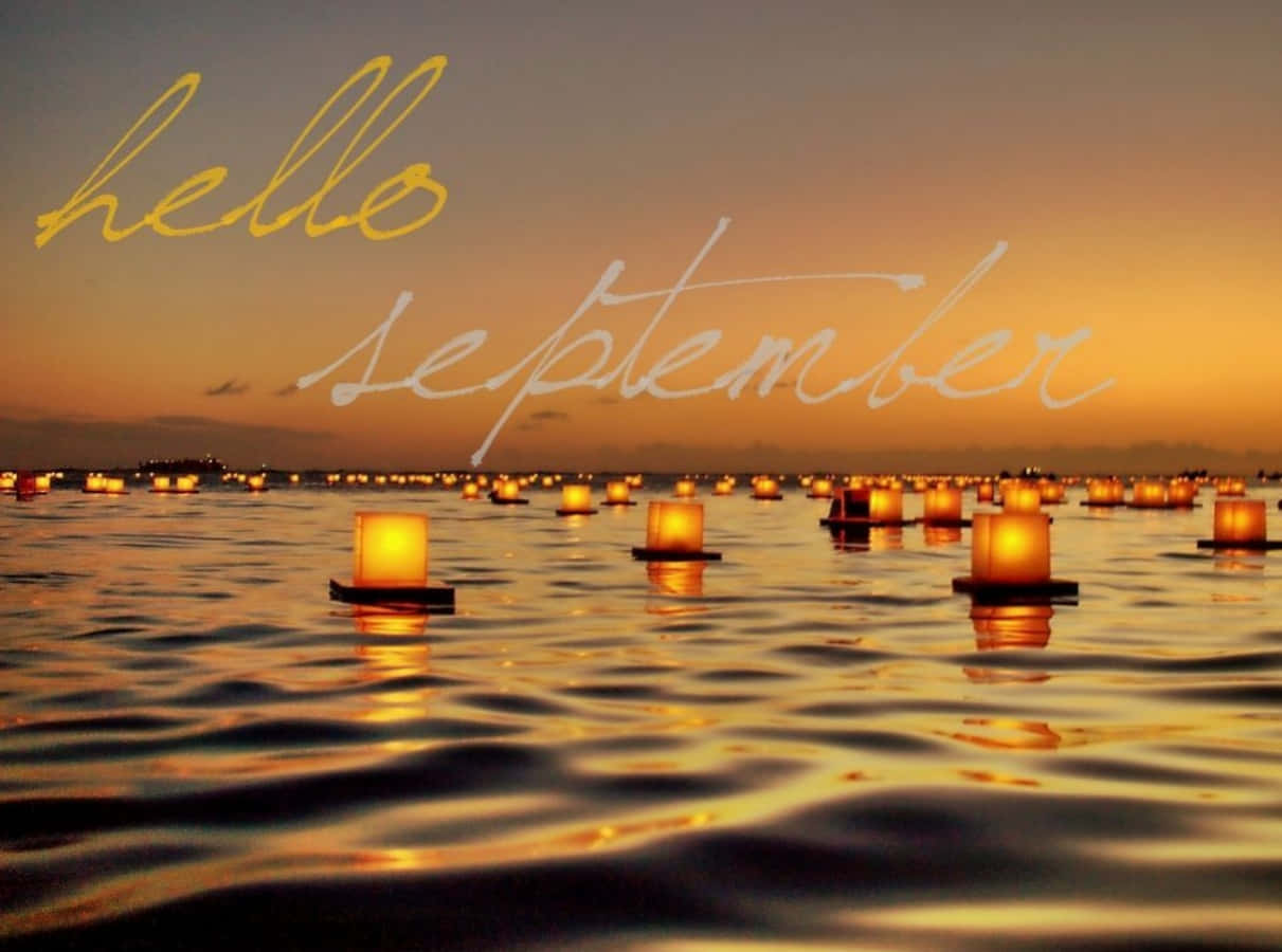 Hello September Greeting With Sunset Sky View Wallpaper