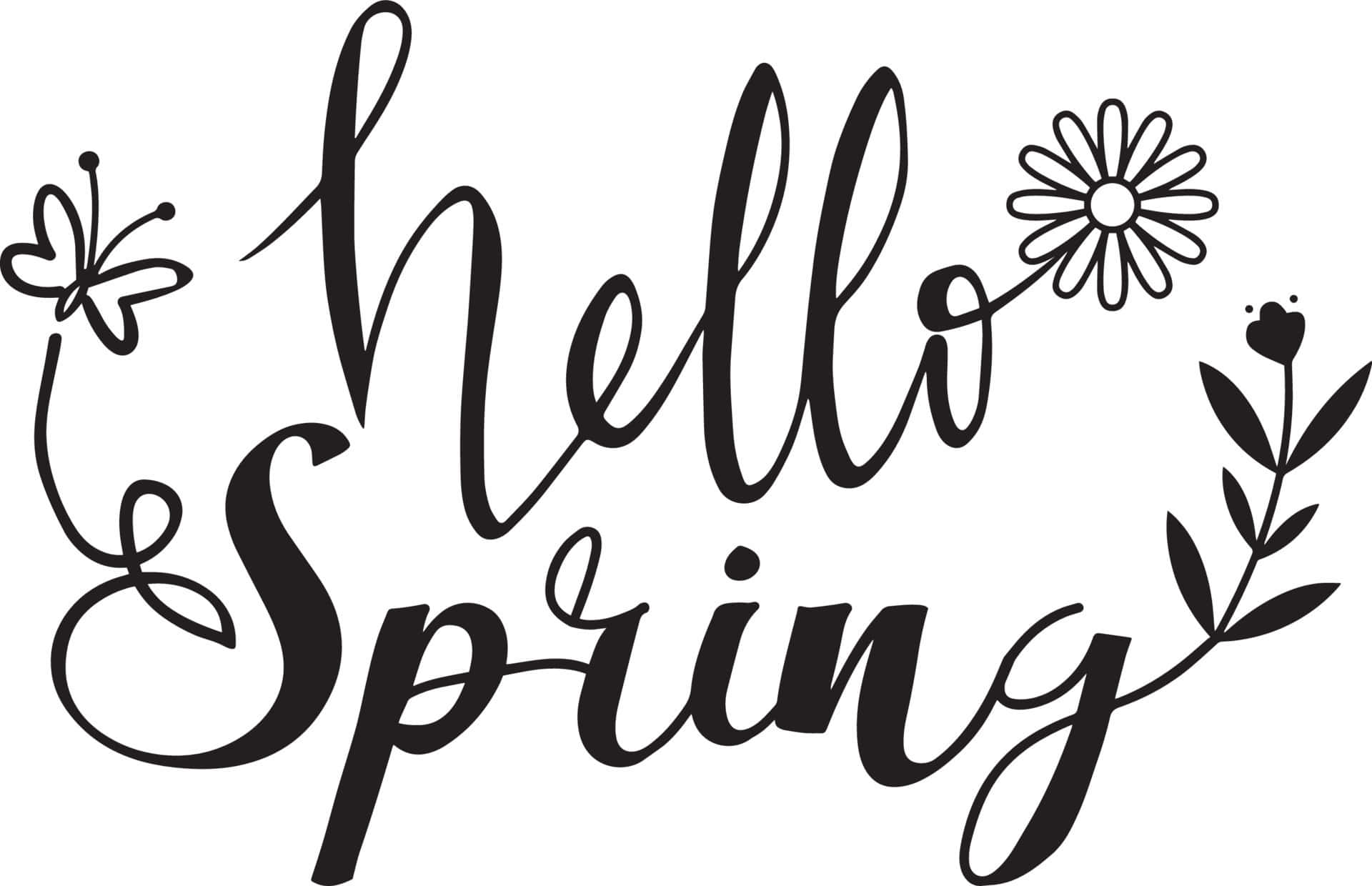 Hello Spring Calligraphy Design Wallpaper