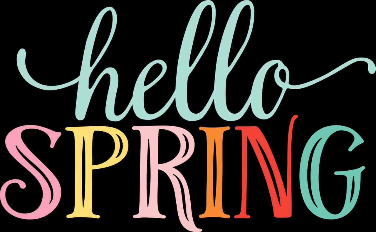 Hello Spring Colorful Text Wallpaper