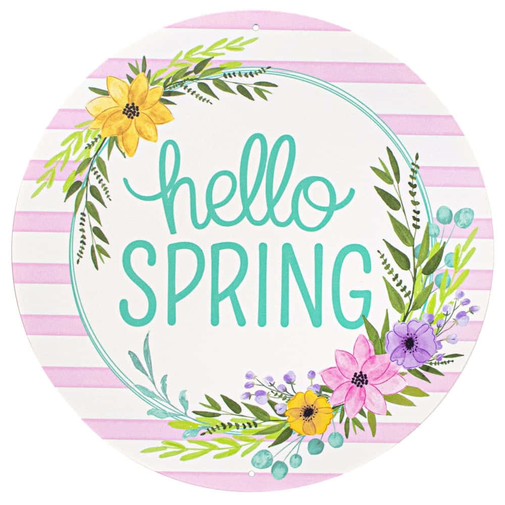 Hello Spring Floral Decoration Wallpaper