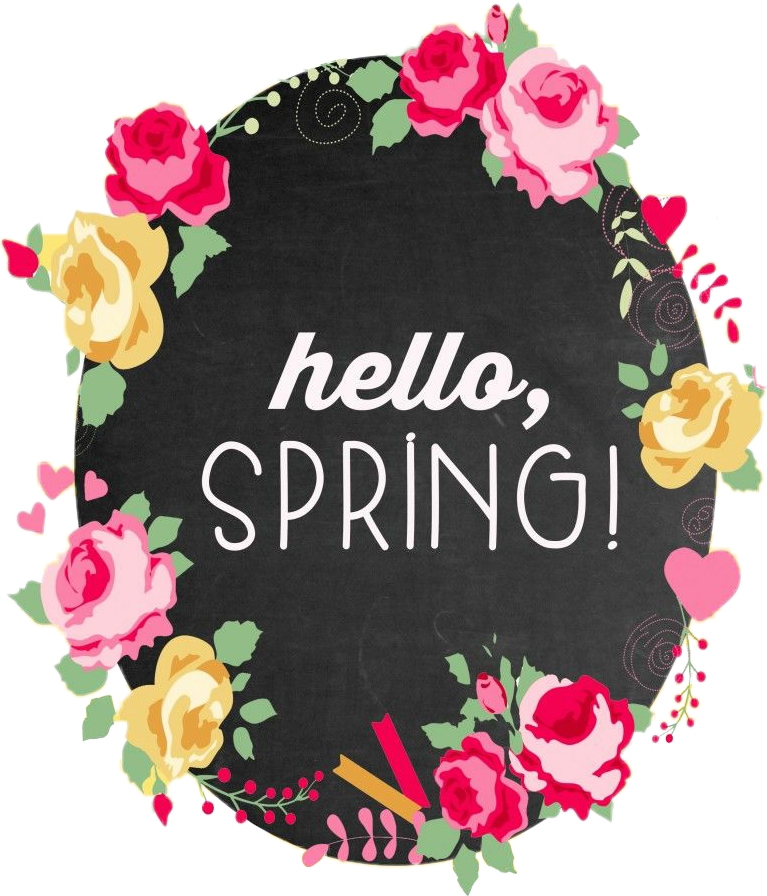 Hello Spring Floral Design PNG