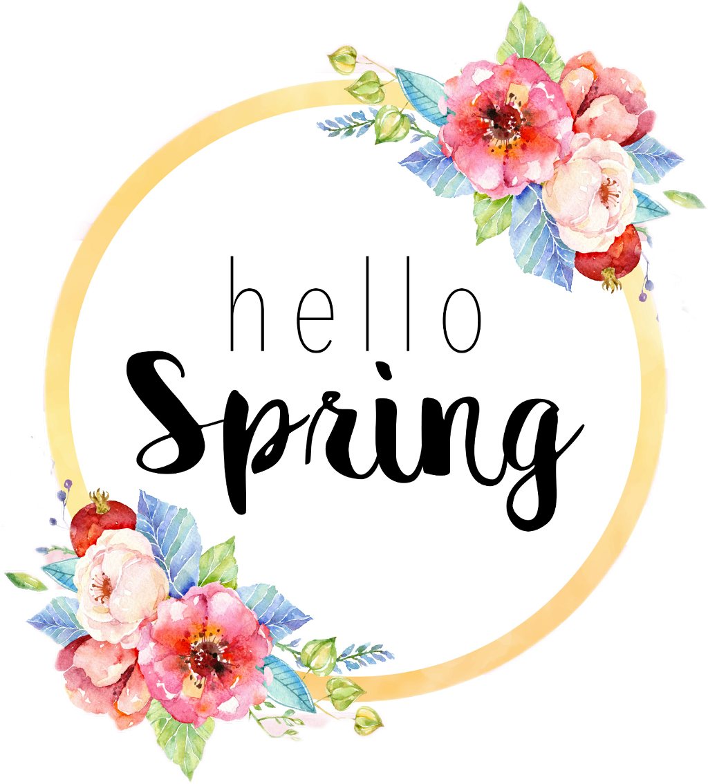 Hello Spring Floral Greeting PNG