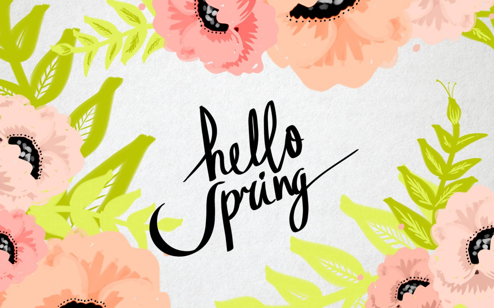 Hello Spring Flower Painting Wallpaper