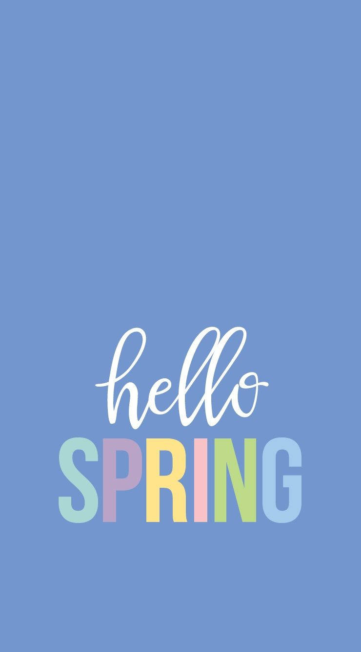 Hello Spring In Minimalist Blue Picture