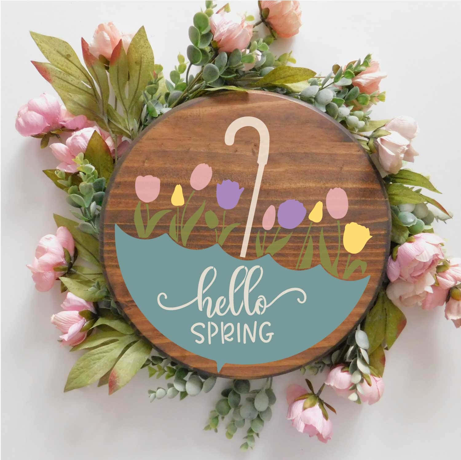 Hello Spring Wreath Decoration Wallpaper
