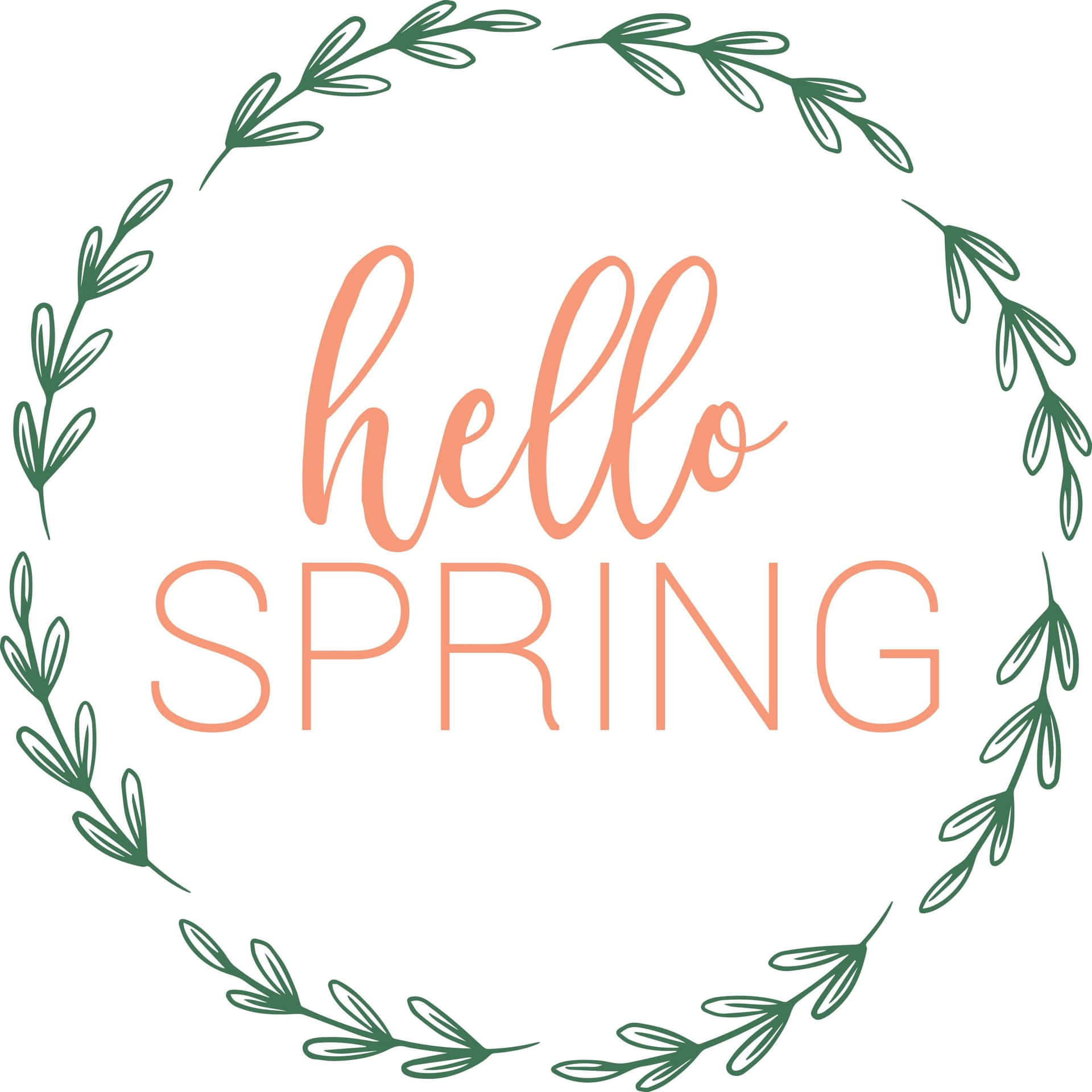 Hello Spring Wreath Graphic Wallpaper