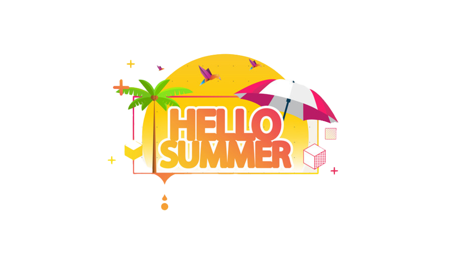 Hello Summer Greeting Design PNG