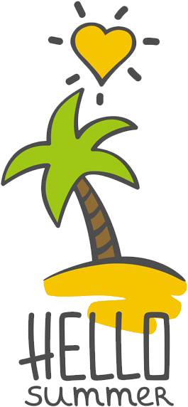 Hello Summer Palm Tree Clipart PNG