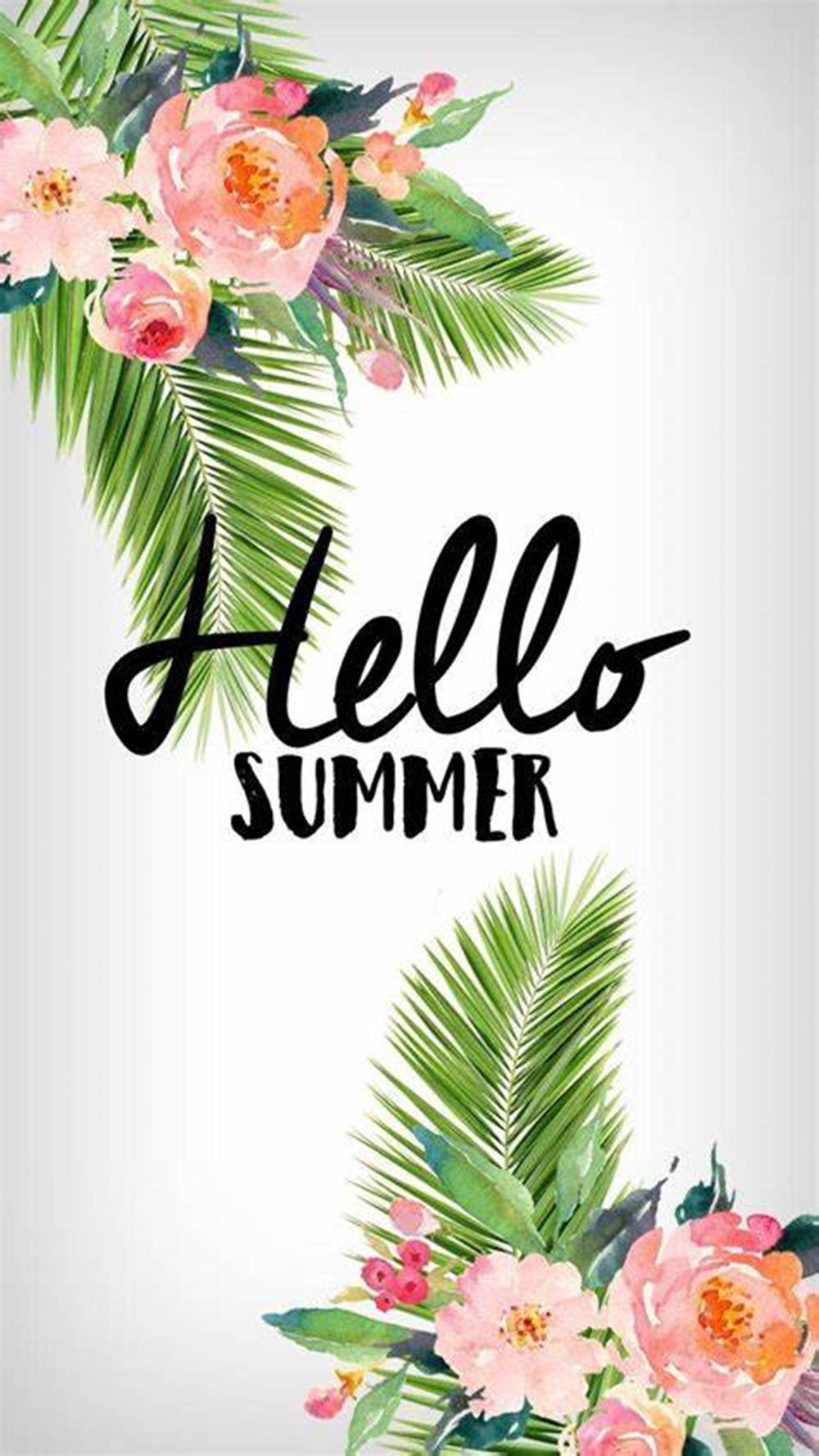 Hello Summer Slogan With Flowers Background