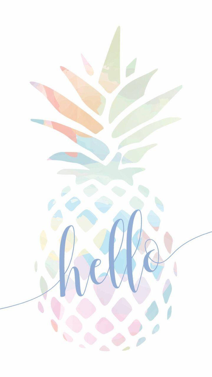 Hello With Pineapple Pastel Art Wallpaper