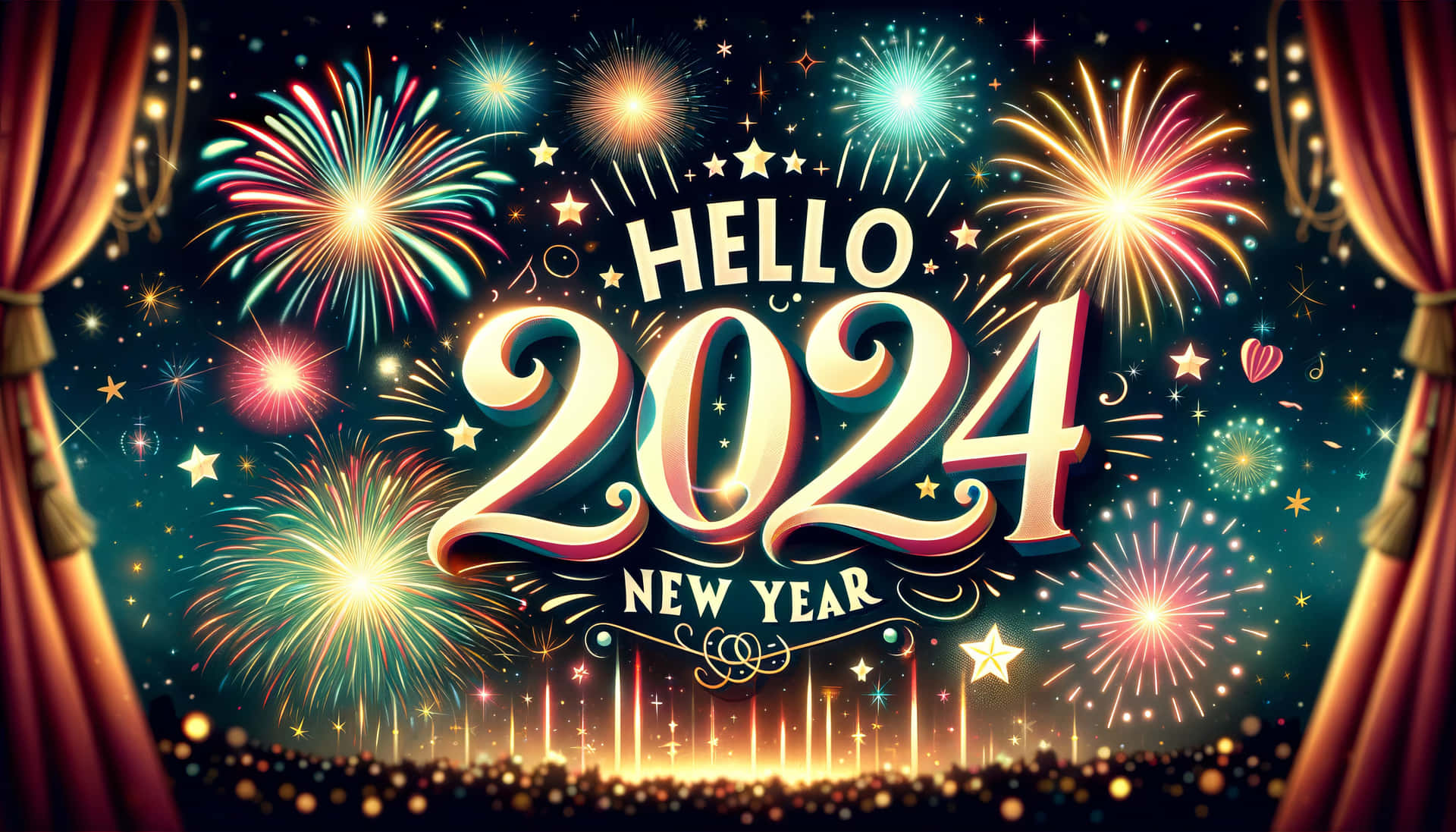 Hello2024 New Year Celebration Wallpaper